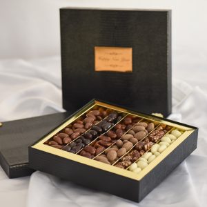 Kahverengi Deri Oluklu Kutu Draje Çikolata