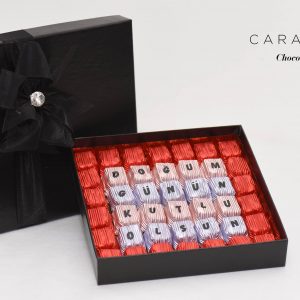 Kare Deri Kutu Mesajlı Çikolata
